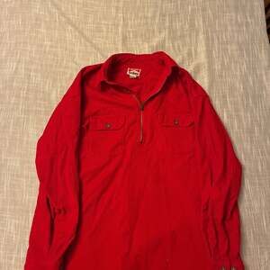 Vintage 90s Marlboro Unlimited Red Corduroy 1/4 Zip Pullover Shirt Jacket